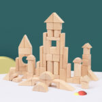 Beech building blocks children's primary color beech solid wood building blocks baby early education puzzle kindergarten building large particle toys